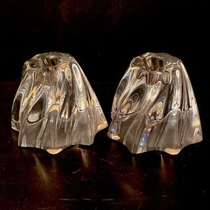 Baccarat France Swirl Crystal Taper Holders set 2